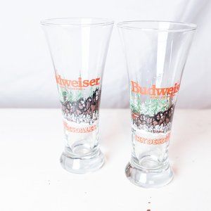 Vintage Budweiser Clydesdale Pilsner Glasses (2)